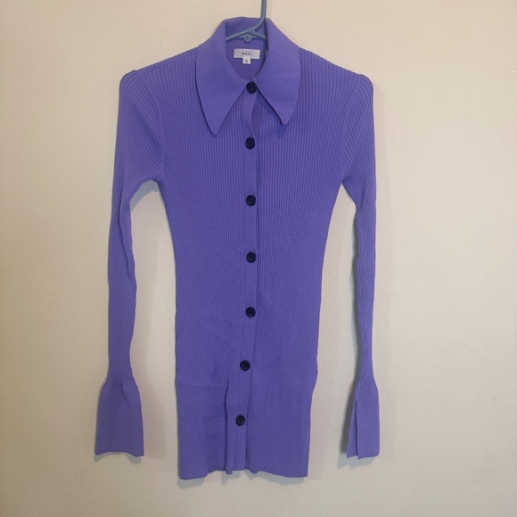 ALC Eleanor Cardigan Sweater Top Amethyst Purple Pristine XS - Picture 3 of 5